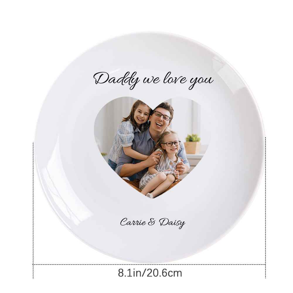 Customized Heart Photo Ceramics Dinner Plate Tableware Gifts For Mother's Day