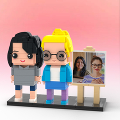 Personalised Brick Figure Photo Frame - Custom LEGO-Style Couple Gift