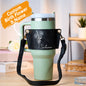 Close-up of durable PU leather texture and high-quality print on personalised 40oz tumbler carrier bag