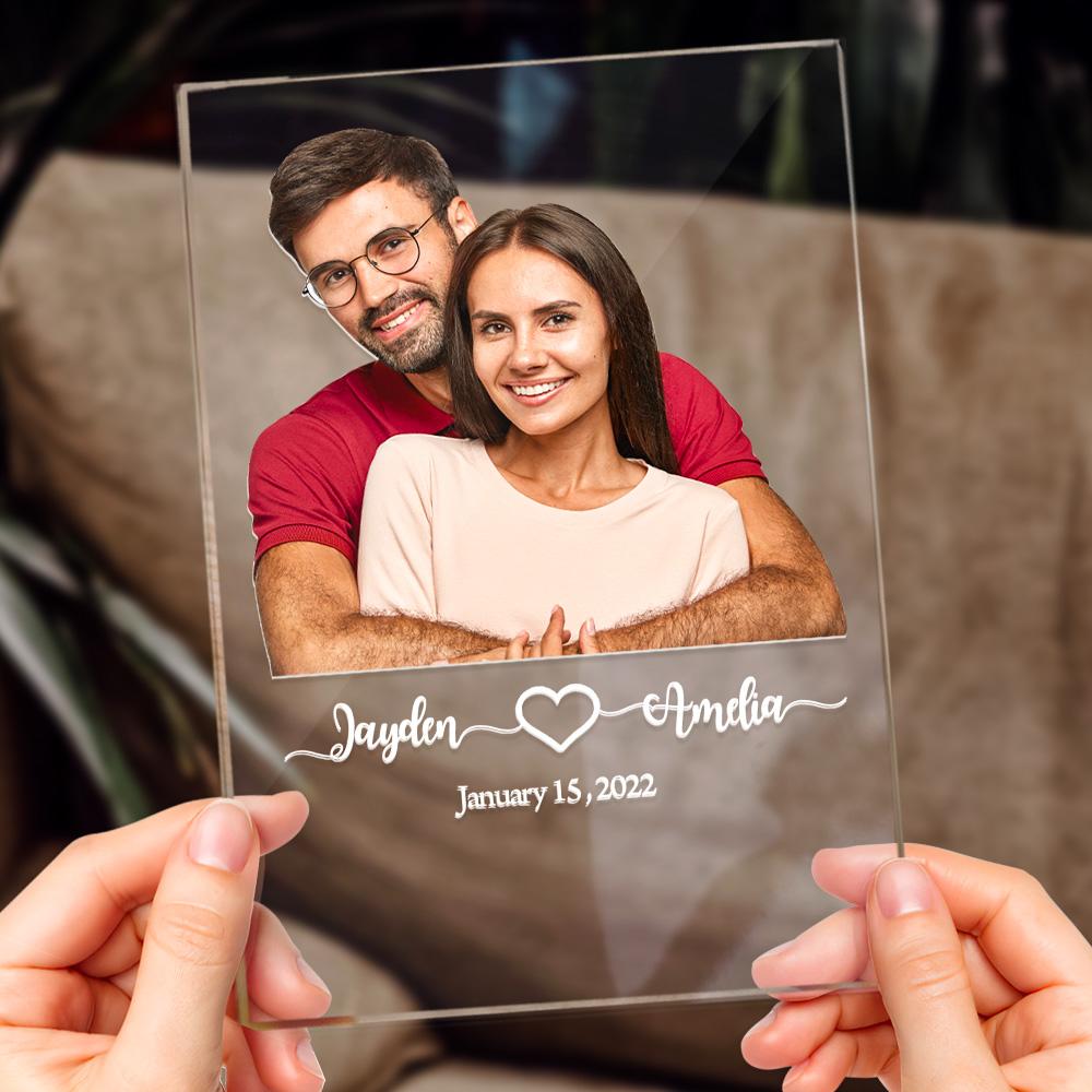 Personalised Photo Acrylic Plaque – Unique Engagement & Wedding Gift for Couples