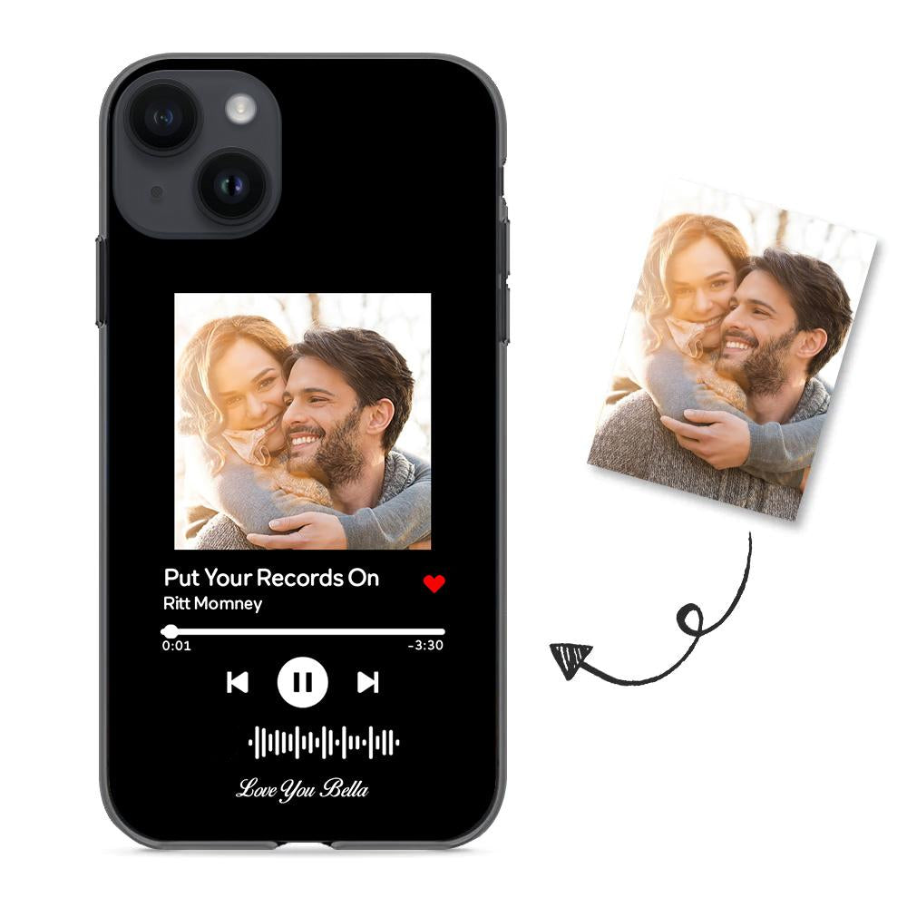 Custom Scannable Music Code Glass iPhone Case - Personalised Photo & Music