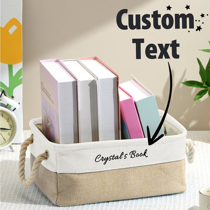 Final view of the canvas Book Organiser in a tidy home library, ready for gifting.