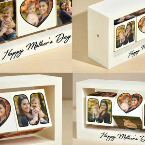 Mother's Day Gifts Custom Swing Photo Frame Rotating Photo Cube Stand for Mom