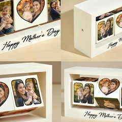 Mother's Day Gifts Custom Swing Photo Frame Rotating Photo Cube Stand for Mom