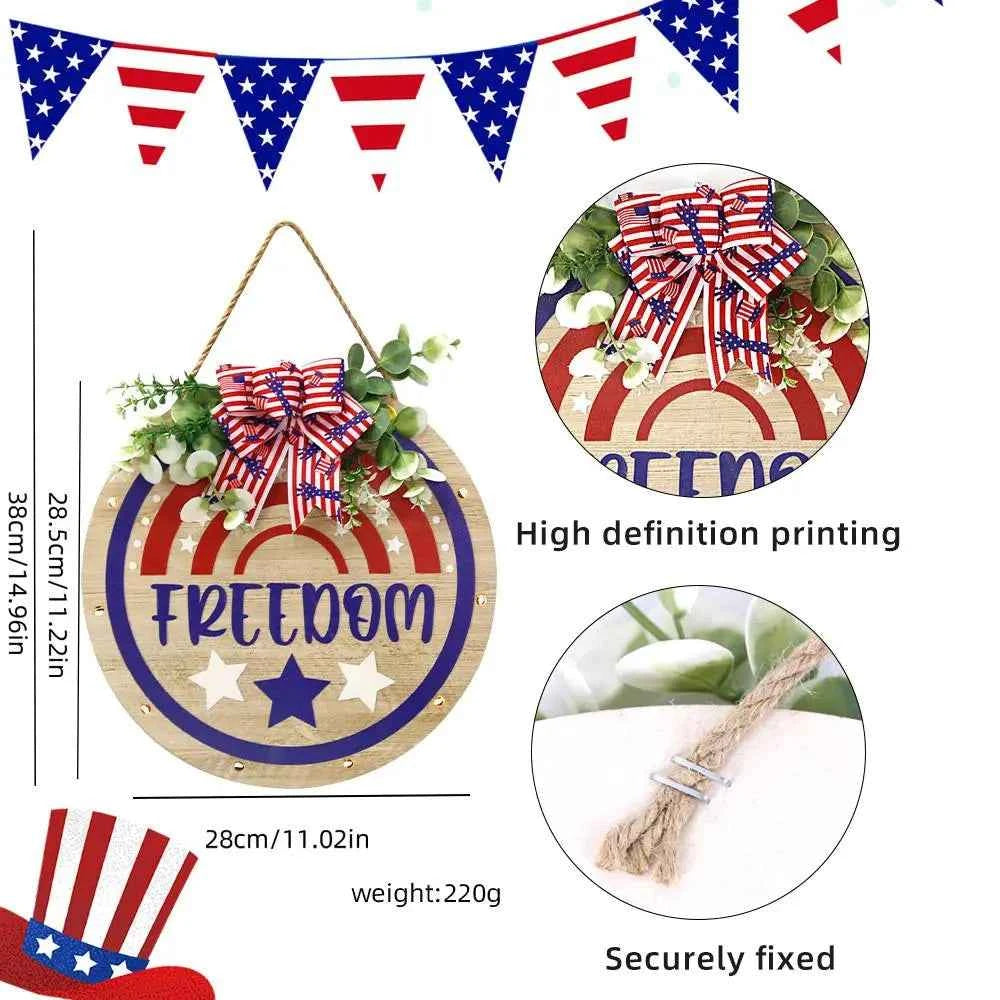 Welcome Door Sign 4th of July Independence Day Decorations Front Door Hanger Gifts