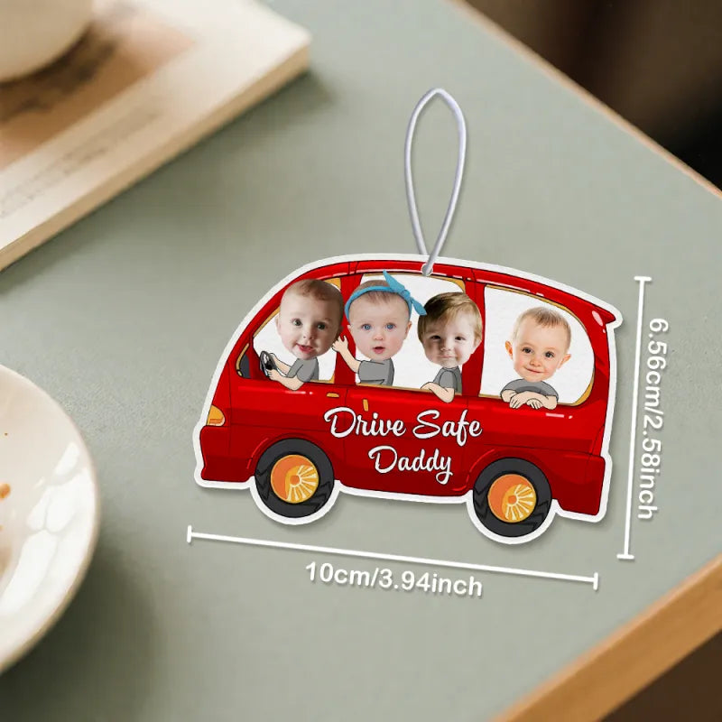 Customised car gift with personalised message on felt air freshener.