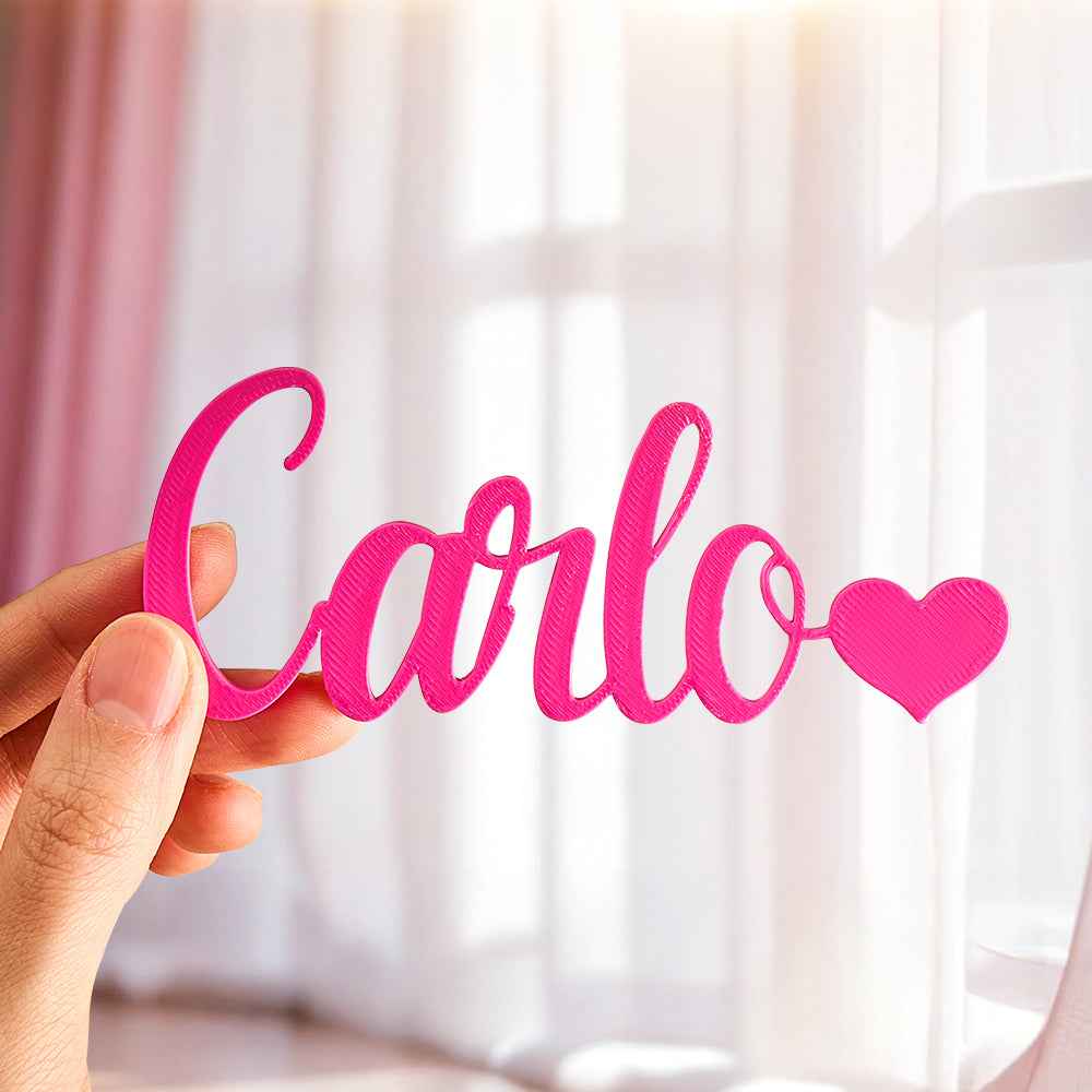 Custom 3D Printed Name Sign with Heart Shaped Desk Name Plate Home Decor Gift