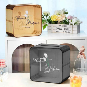 Personalized Wedding Card Box Square Wedding Memory Box Wedding Gift for Couple