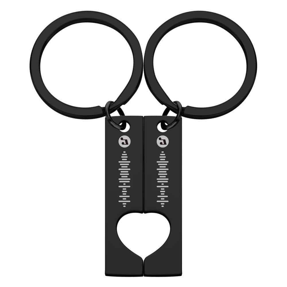 Best Gift For Friend 2 Personalized Music Code Keychain | Heart Cut Out Keychain