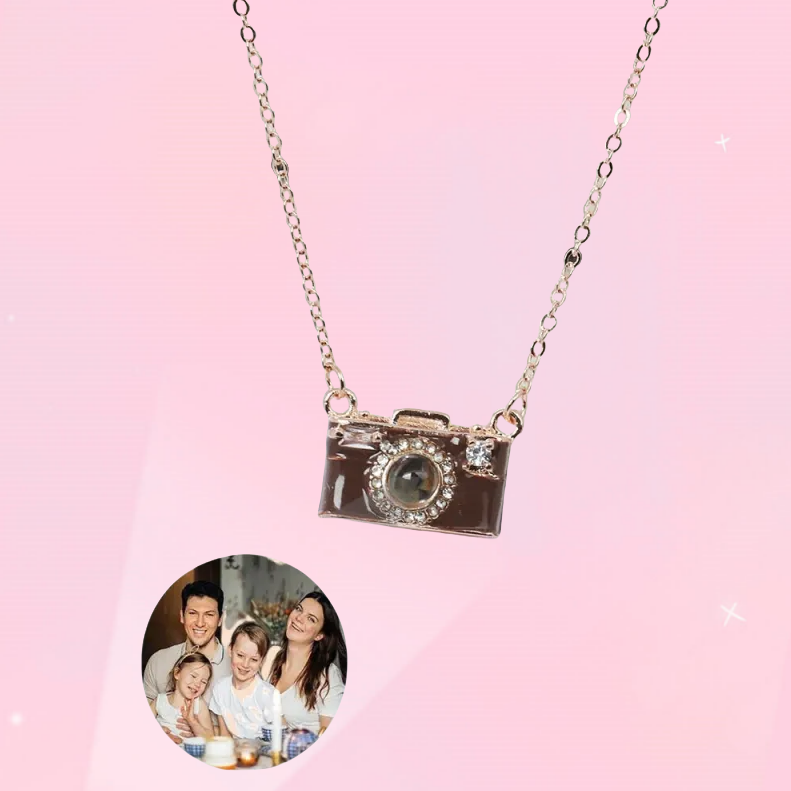 Personalised Brown Camera Photo Projection Necklace - Handmade Memorial Gift