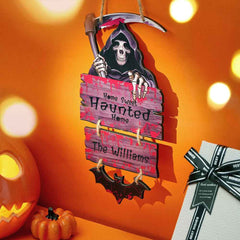Personalized Death Scythe Ornaments Halloween Door Sign Home Decor for Halloween Gift