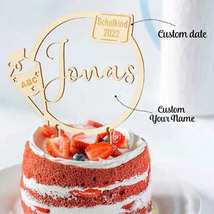 Custom Name Cake Topper Personalized Wooden School Child Cake Decoration