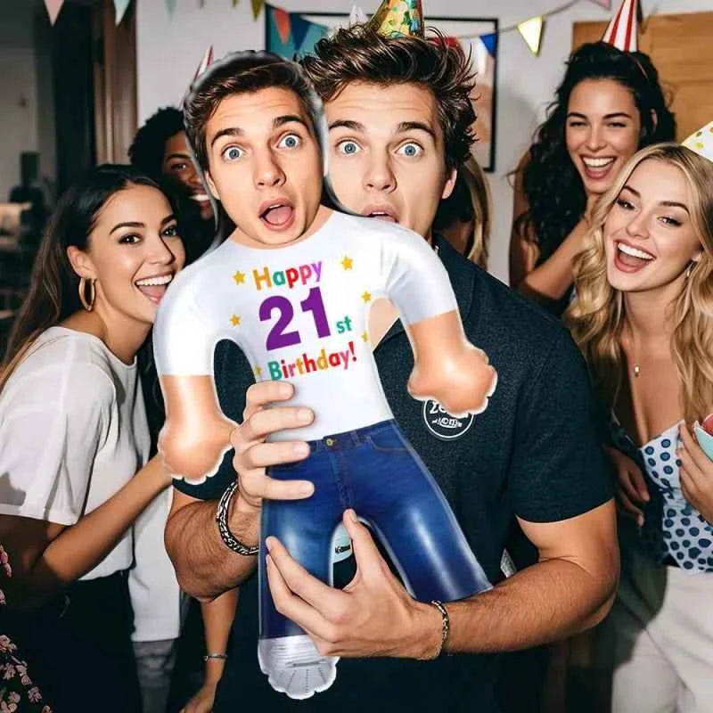 Custom Face Happy Birthday! Blow Up Dolls Funny Inflatable Balloon Custom Air Doll for Party Favors