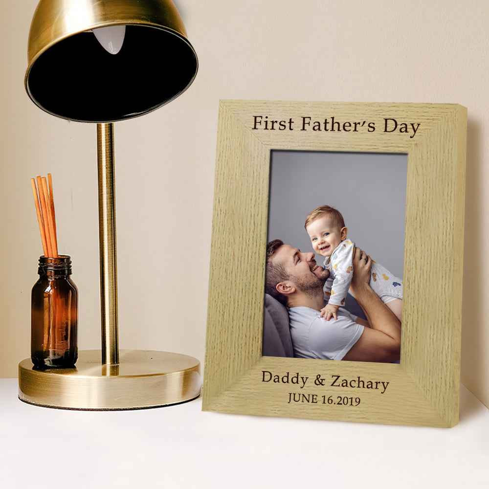Personalized Photo Frame First Father's Day Wood Picture Frame For New Dad