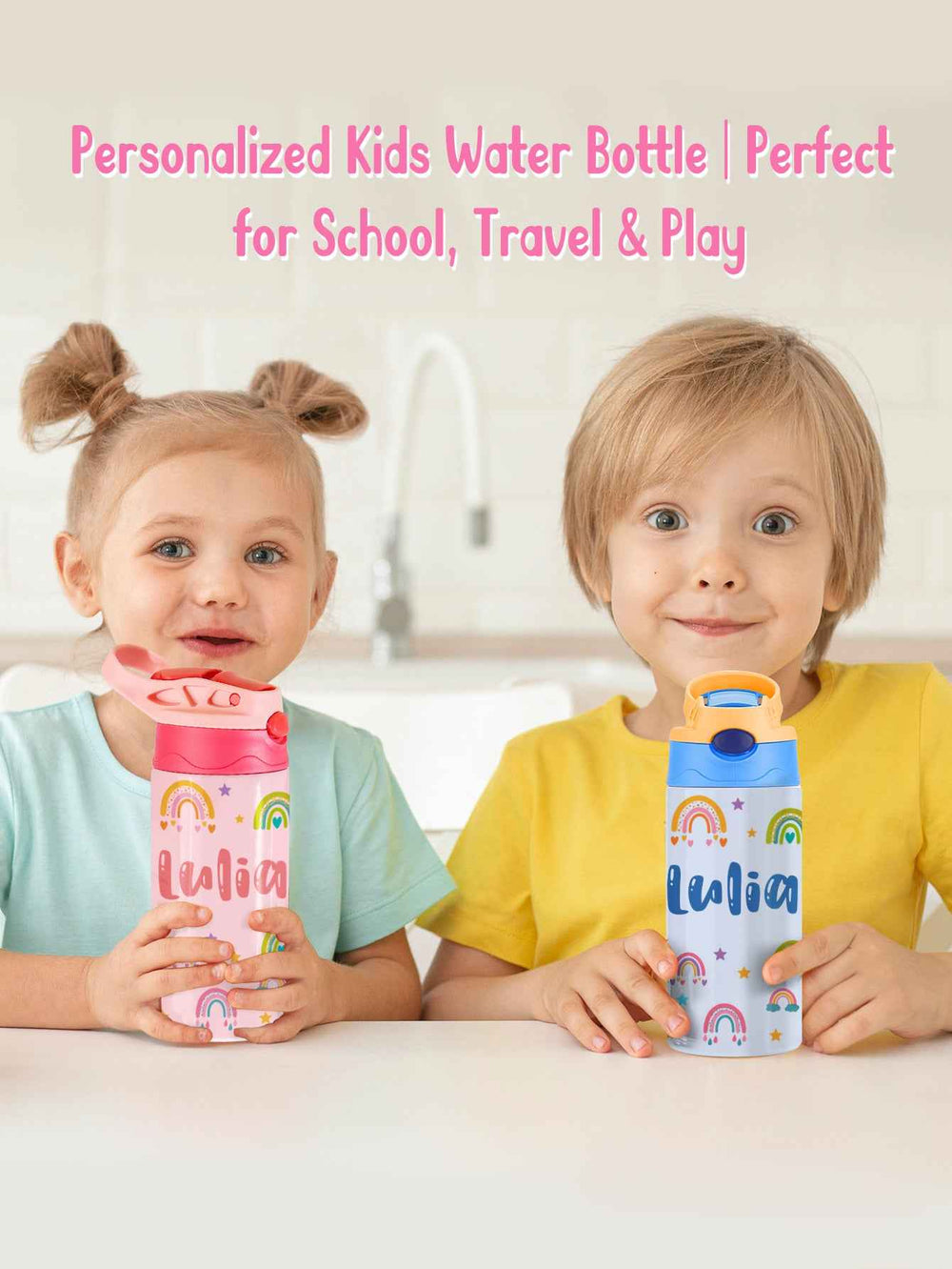 Custom Name Rainbow Stainless Steel Water Cup Children's Day Gift for Kids