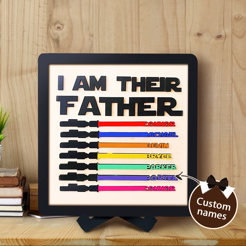 Custom Name Lightsaber Sign - Personalised Father's Day Gift with Wooden Plaque
