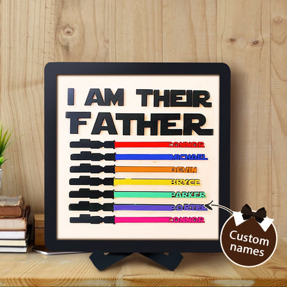Custom Name Lightsaber Sign - Personalised Father's Day Gift with Wooden Plaque