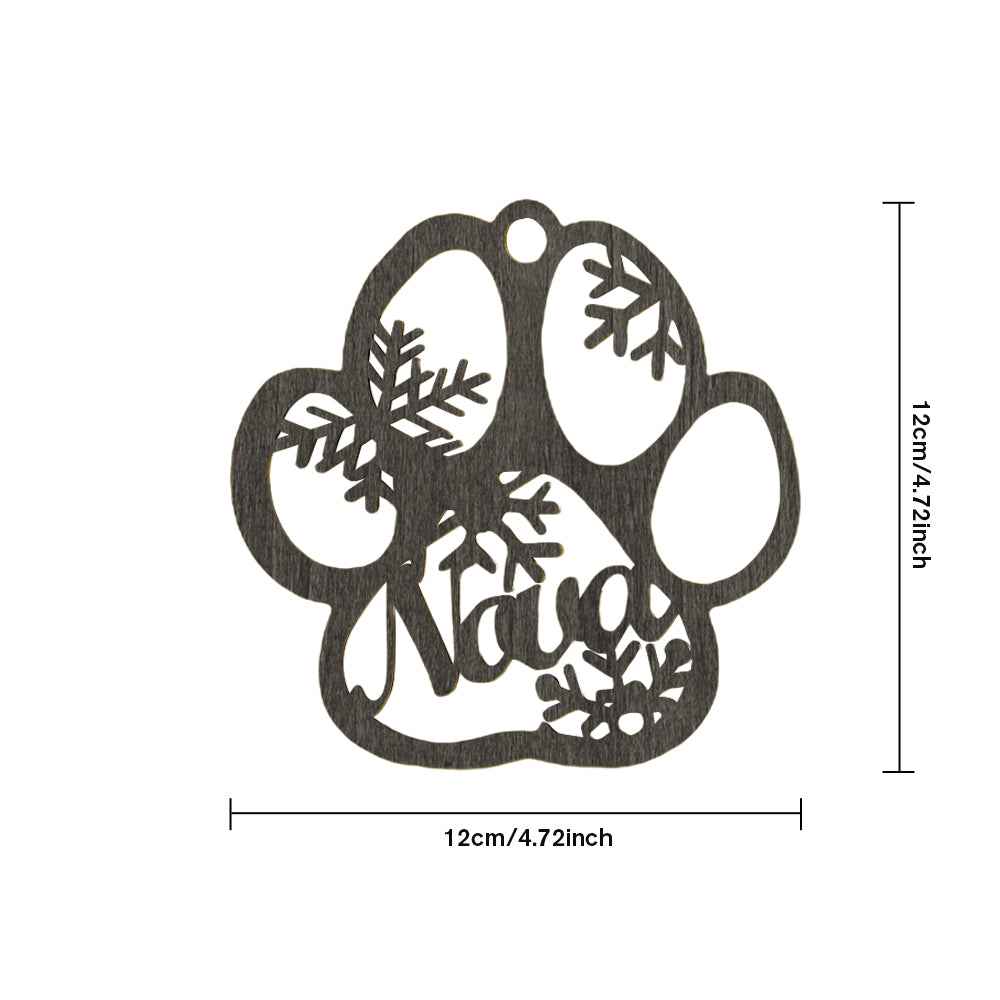 Personalized Wood Pet Paw Christmas Ornament