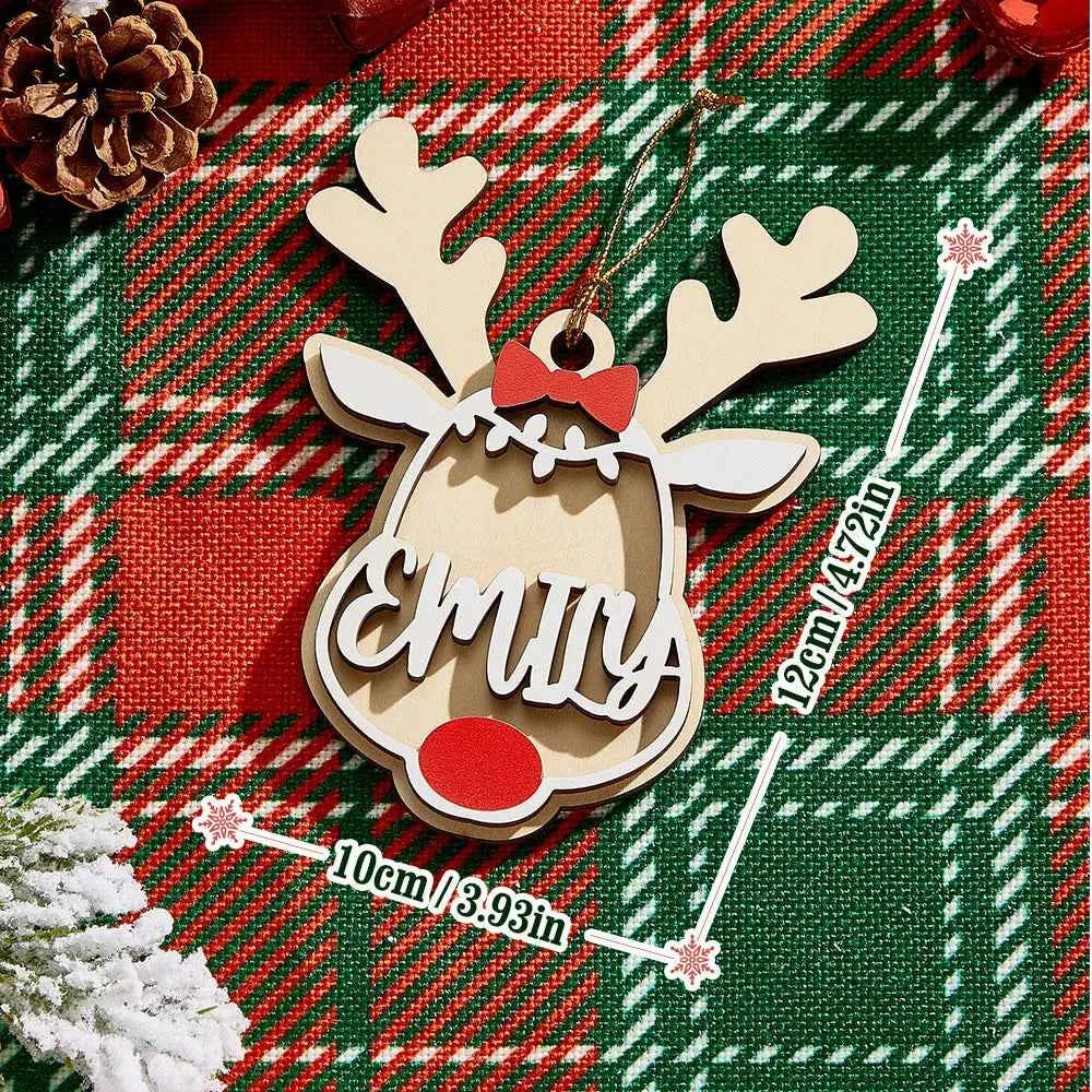 Personalized Reindeer Ornament with Name Christmas Tree Decorations Gift