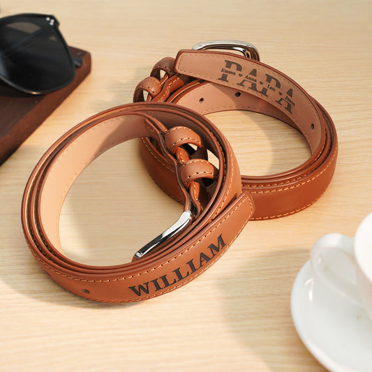 Personalised PU leather men's belt with engraved name and alloy buckle — perfect Father's Day gift or birthday present for dad