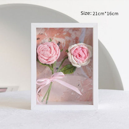 Handmade Crochet Flower Shadowbox Frame - Personalised Photo Display | Home Décor Gift