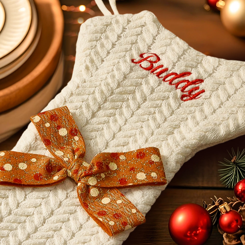 Personalised Dog Bone Christmas Stocking - Custom Name Gift for Puppy Lovers