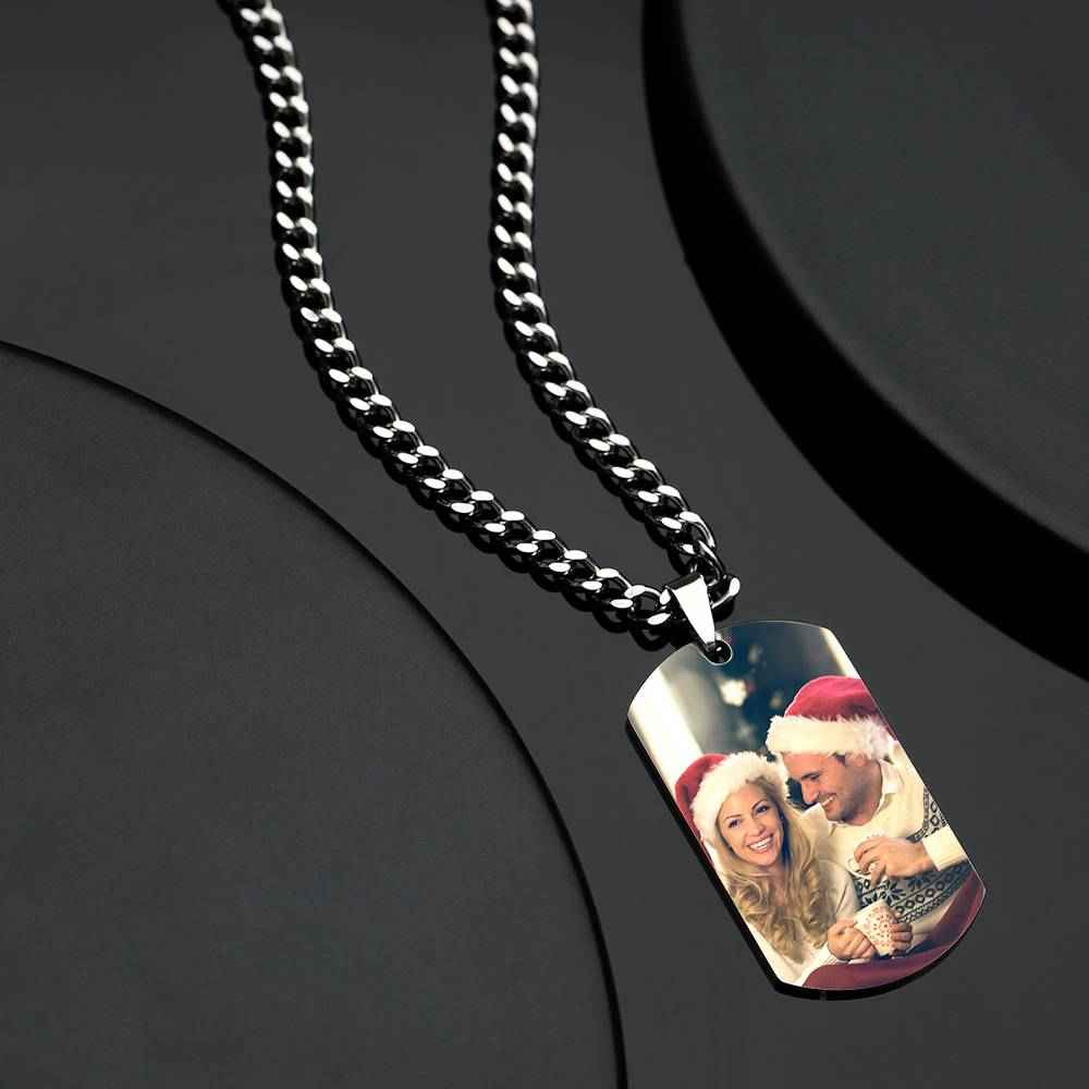 Personalised Engraved Military Dog Tags Photo Necklace For Men