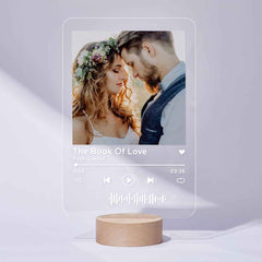 Custom Acrylic Plaque Music Code Album Cover with Wooden Base 8*12 inches