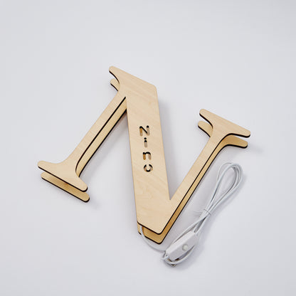 Personalised Wooden Letter Lamp - Custom Name Night Light 19CM - Unique Gift