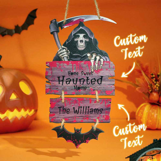 Personalized Death Scythe Ornaments Halloween Door Sign Home Decor for Halloween Gift
