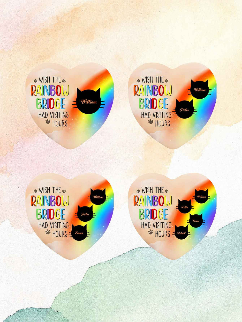 Personalized Heart Cat Ornament Wish The Rainbow Bridge Had Visiting Hours Ornament for Cat Memorial Gift