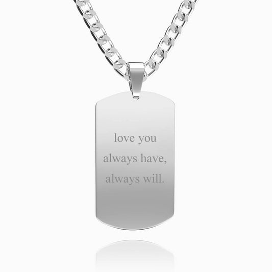 Personalised Men's Dog Tag Photo Necklace - Engraved Father's Gift