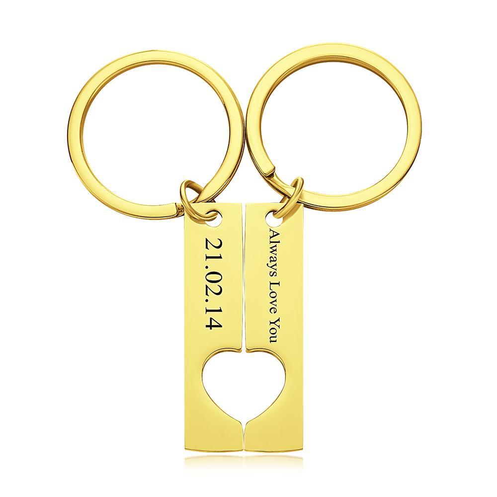 Personalised Stainless Steel Couples Keychains – Custom Engraved Pair