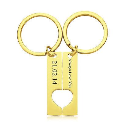 Personalised Stainless Steel Couples Keychains – Custom Engraved Pair
