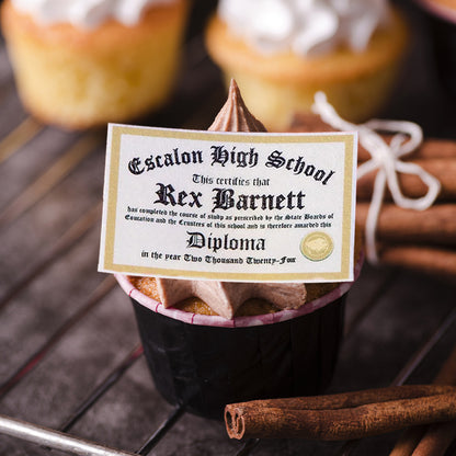 Personalised Edible Graduation Diploma Cupcake Toppers | Custom Cake Decorations