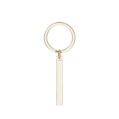 Personalised music keychain attached to keys — stainless steel vertical bar with scannable Spotify code and engraved message