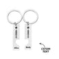 Close-up of personalised Spotify music code keyring with 3D engraved scan code and heart cut-out on stainless steel keychain – ideal gift for friends