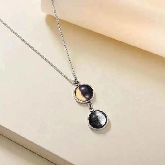 Custom Double Moon Phase Necklace Luminous Necklace Gift for Her