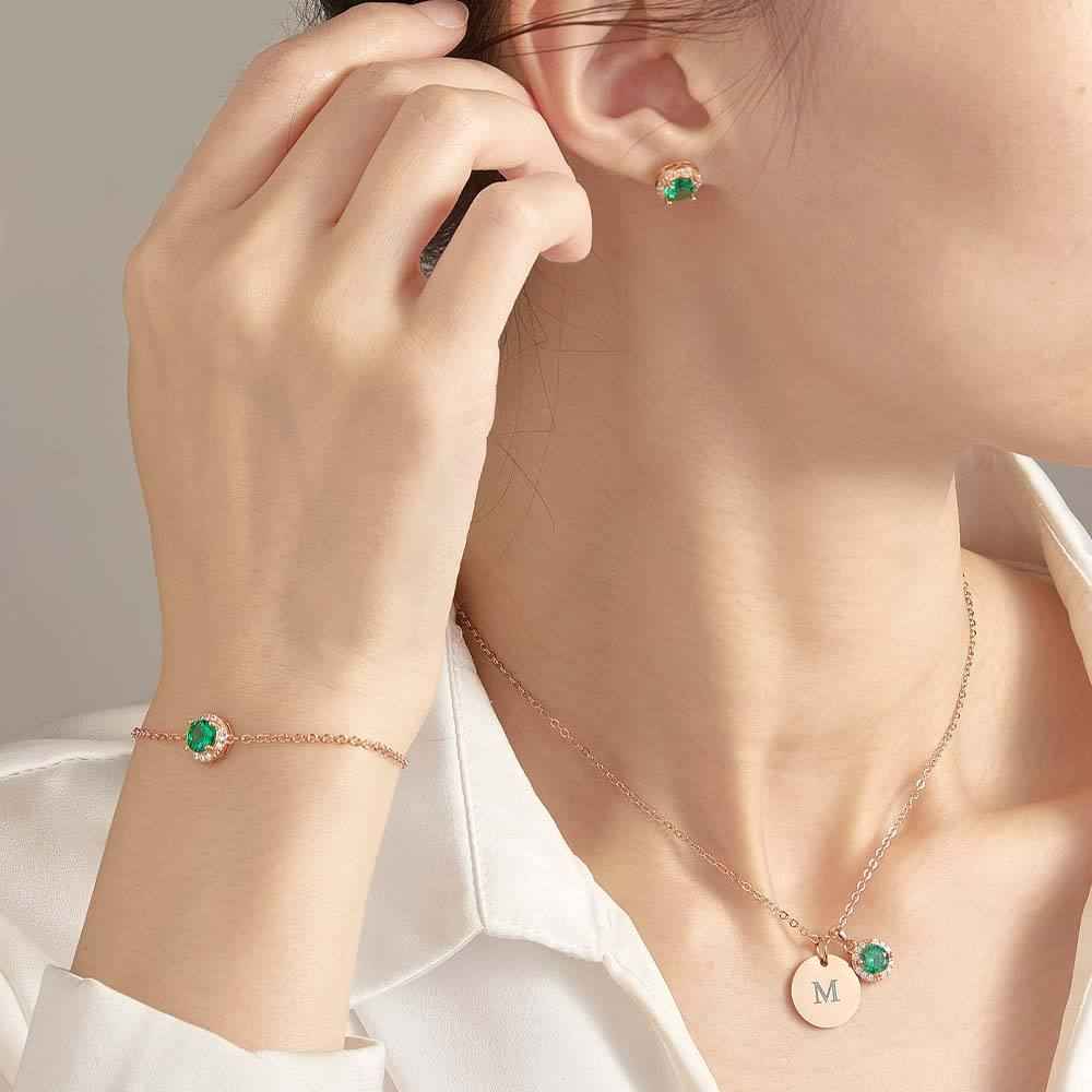 Personalized Earrings Bracelet Necklace Jewelry Set Wedding Bridesmaid Proposal Gift Box