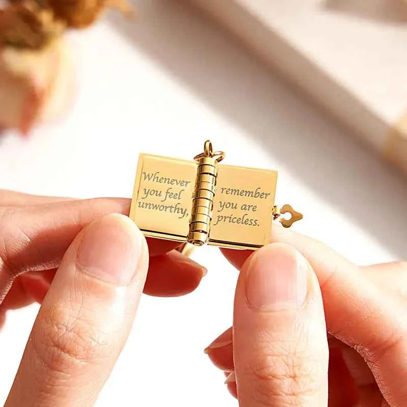 Personalized My Little Star Book Keychain – A Letter to My Daughter in a Locket Pendant with Message Inside Meaningful Gift