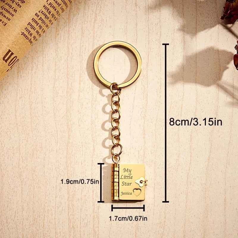 Personalized My Little Star Book Keychain – A Letter to My Daughter in a Locket Pendant with Message Inside Meaningful Gift