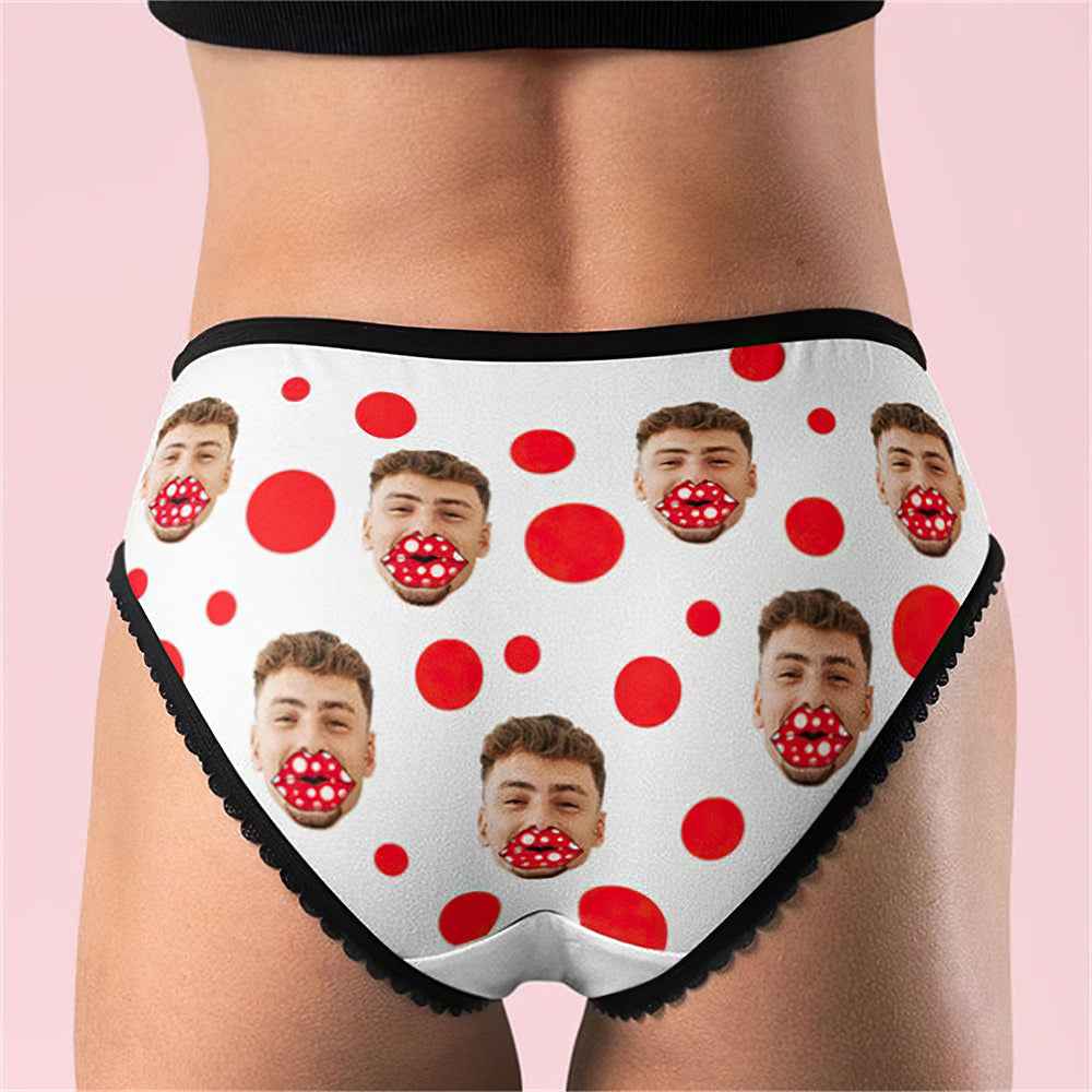 Custom Face Women's Panties Personalized Red Lips Briefs