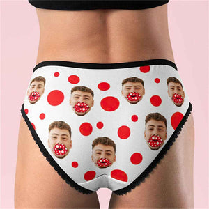 Custom Face Women's Panties Personalized Red Lips Briefs