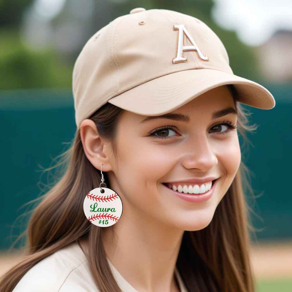 Personalized Baseball Softball Wooden Earrings Birthday Anniversary Gift for Sports Lover