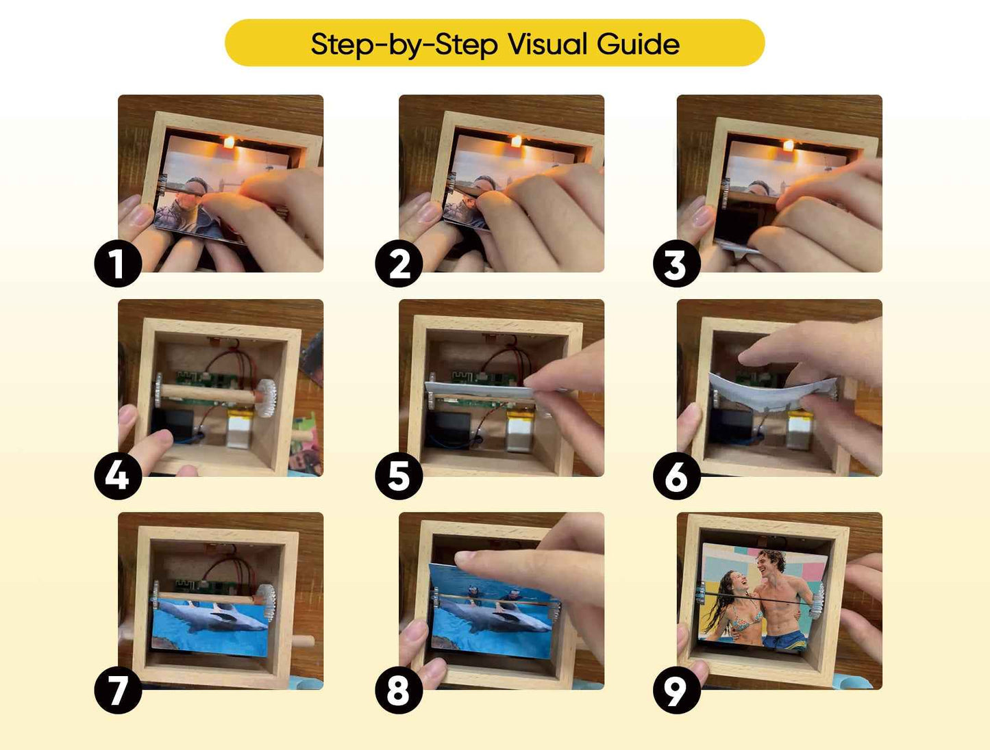 Custom Flipbook Frame with Light – Hand-Cranked Animation Box, Auto 24-Frame Capture from Video – Unique Anniversary Gift