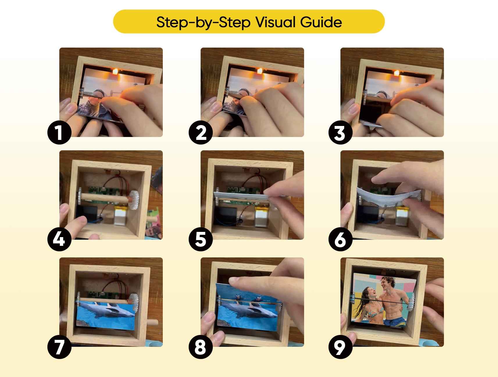 Custom Flipbook Frame with Light – Hand-Cranked Animation Box, Auto 24-Frame Capture from Video – Unique Anniversary Gift