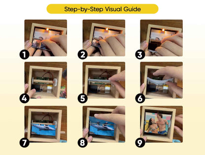 Custom Flipbook Frame with Light – Hand-Cranked Animation Box, Auto 24-Frame Capture from Video – Unique Anniversary Gift