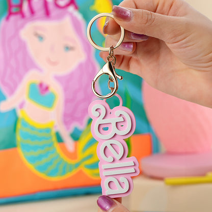 Side view of lightweight PLA personalised tag showing slim profile and durable finish personalised backpack name tag