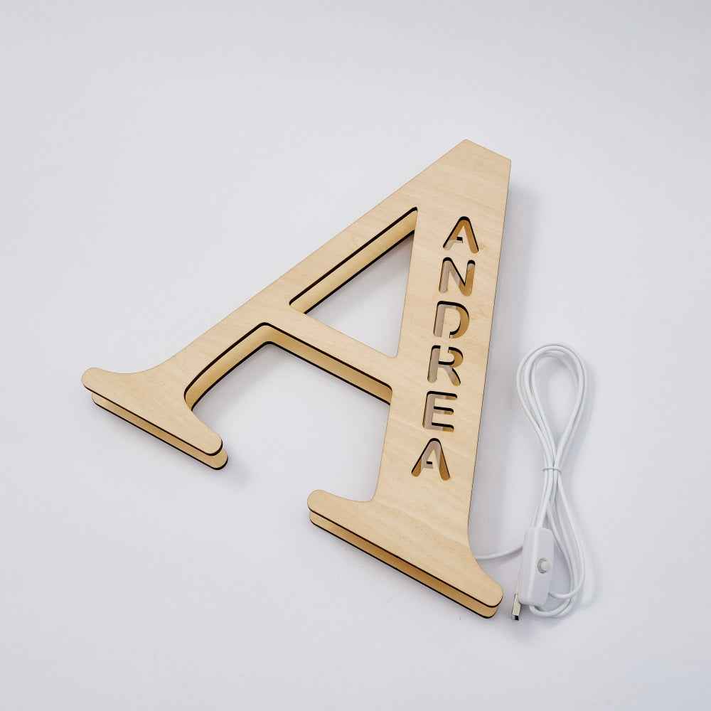 Personalized Name Wooden Letter Night Light 28CM