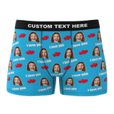 Custom I Love You Men's Boxer Shorts Personalized Underwear with Face